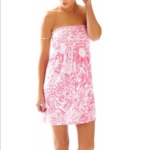 Pink Lilly Pulitzer cover up smocked dress